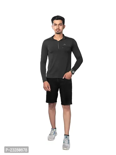 Rad prix Men Solid Active wear tees- Black Colour