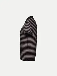 Mens Black Fashion Striped Cotton Polo T-Shirt-thumb2