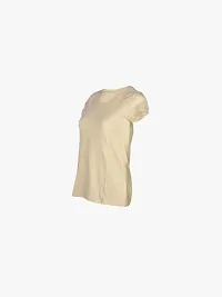 Rad prix Women Beige Solid Half Sleeve T-Shirt-thumb1