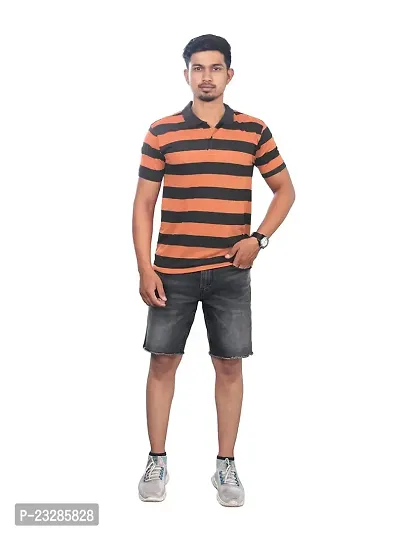 Rad prix Men Red and Black Thick Stripes Regular fit T-Shirt