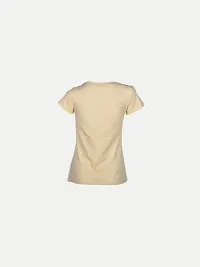 Rad prix Women Beige Solid Half Sleeve T-Shirt-thumb3