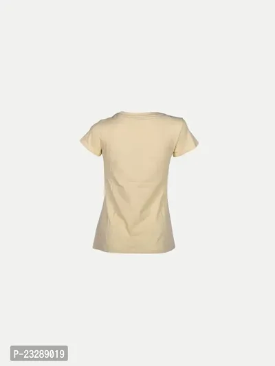 Rad prix Women Beige Solid Half Sleeve T-Shirt-thumb4