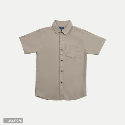 Stylish Khaki Cotton Solid Shirt For Boys-thumb0