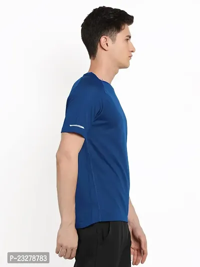 Rad prix Men Blue Textured Sports T-Shirt-thumb3