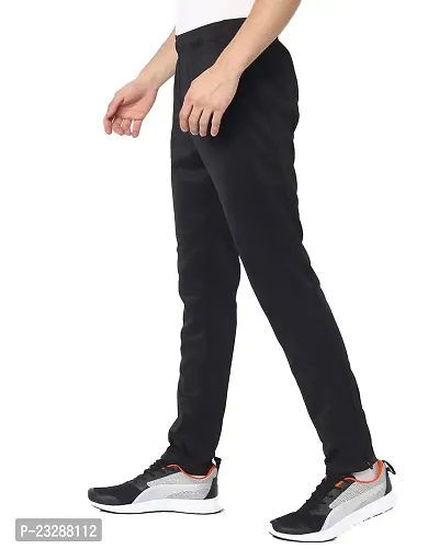 Rad prix Men Solid Black Polyester Regular Fit active wear joggers-thumb0