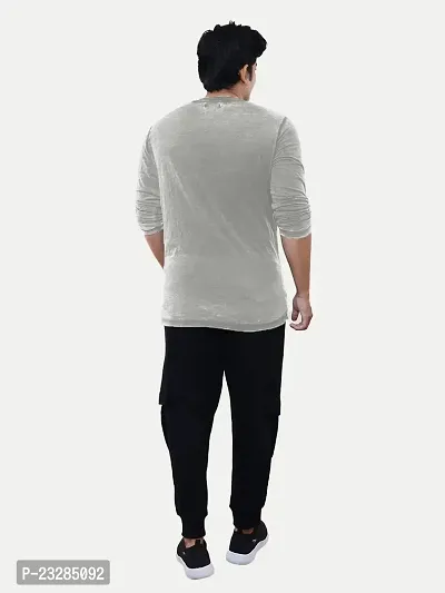 Rad prix Men Light Grey Cotton Casual Loose T-Shirt-thumb4