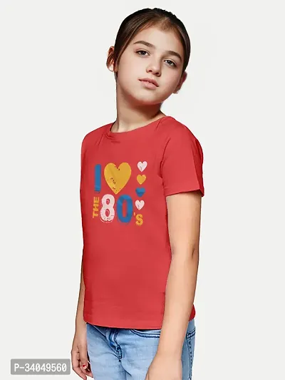 Stylish Red Cotton T-shirt For Girls-thumb0