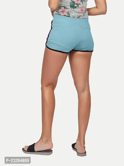 Rad prix Womens Solid Elasticated Shorts- Blue Colour-thumb4