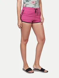 Rad prix Womens Solid Elasticated Shorts- Pink Colour-thumb1