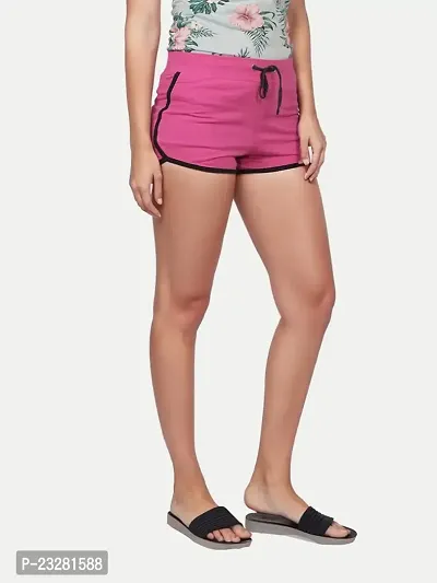 Rad prix Womens Solid Elasticated Shorts- Pink Colour-thumb2