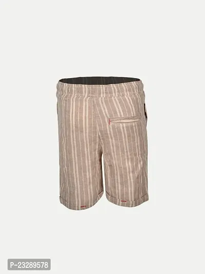 Rad prix Boys Pin Stripe Beige Cotton Cargo Shorts-thumb4