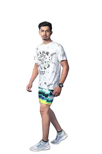 Rad prix Men White Abstract Printed Casual Shorts-thumb2