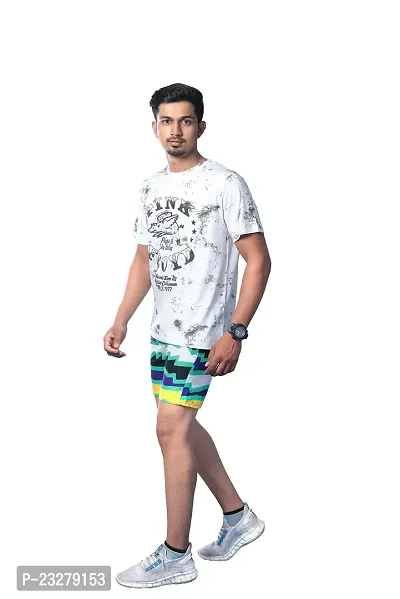 Rad prix Men White Abstract Printed Casual Shorts-thumb3