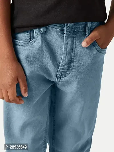 Boys Slim Fit Light Blue  Denim Pants-thumb3