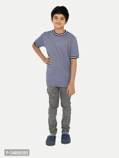 Stylish Purple Cotton Solid Tees For Boy-thumb0