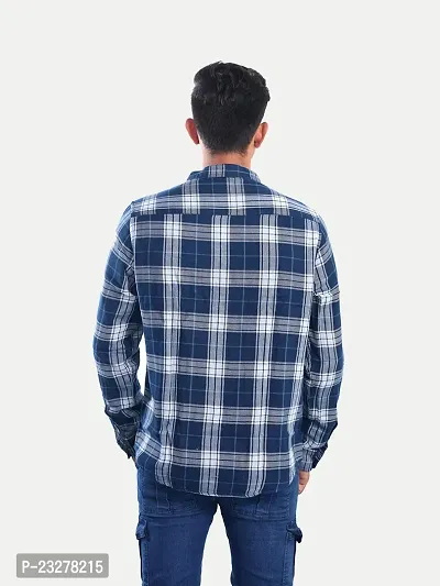 Rad prix Men Navy Checked Regular Fit Casual Cotton Shirt-thumb4