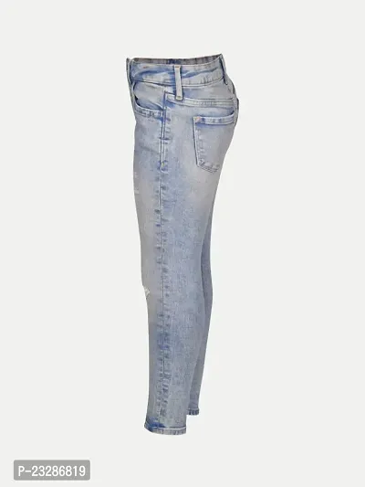 Rad prix Girls Mid-Blue Denim Pant with Slash-at-The-Knee-thumb3