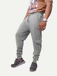 Rad prix Men Cool Light Grey Cotton Textured Cargo Joggers-thumb1