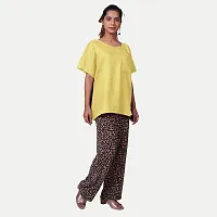 Women Solid Casual Yellow Linen Tops-thumb2