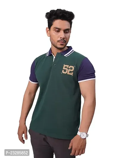 Rad prix Men Green Contrast Tipping Polo T-Shirt