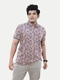 Rad prix Men Casual Pink All-Over Floral Printed Cotton Polo t-Shirt-thumb2
