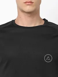 Rad prix Men Black Textured Sports T-Shirt-thumb2