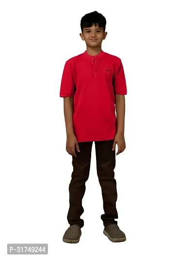 Boys Garment dye knit Rust Cotton Polo T-shirts