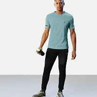Rad prix Men Turquoise Blue Regular Fit Sports T-Shirt-thumb3