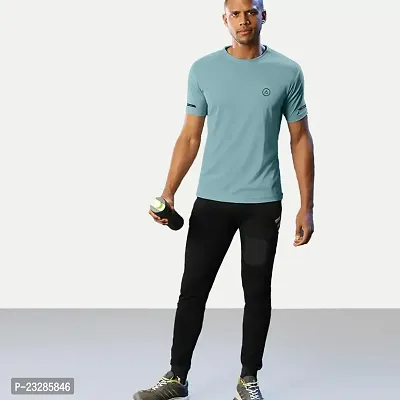 Rad prix Men Turquoise Blue Regular Fit Sports T-Shirt-thumb4