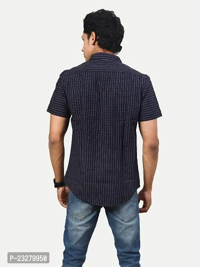 Rad prix Men Dark Persian Blue Checkered Casual Cotton Shirt-thumb4