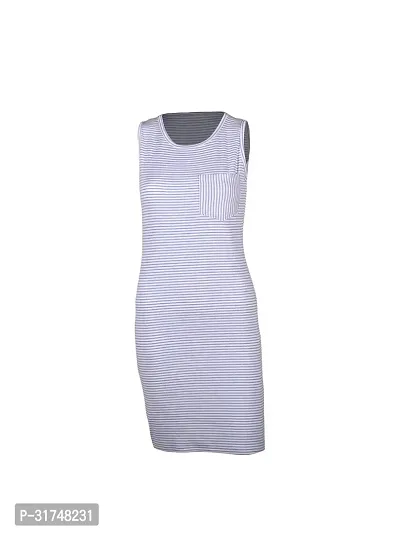 Women Blue Stripe Knitted rib Sleeveless Dress-thumb0