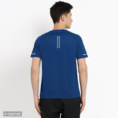 Rad prix Men Blue Textured Sports T-Shirt-thumb5