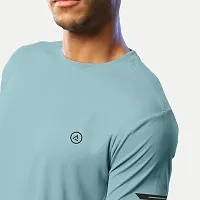 Rad prix Men Turquoise Blue Regular Fit Sports T-Shirt-thumb2