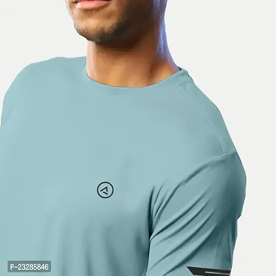 Rad prix Men Turquoise Blue Regular Fit Sports T-Shirt-thumb3