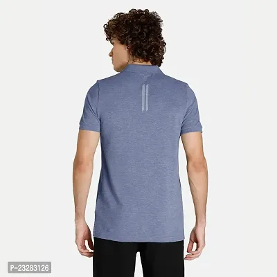 Men Basic Blue Polyester Polo T-Shirt-thumb5