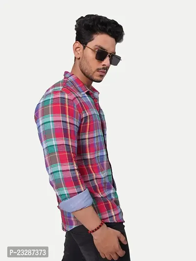 Rad prix Men Red Checkered Casual Cotton Shirt-thumb4