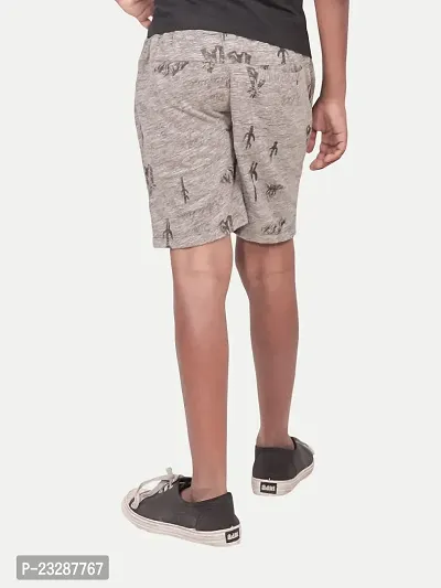 Rad prix Teen Boys Grey Melange Printed Shorts-thumb4