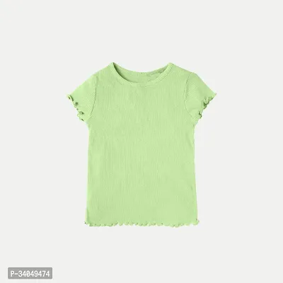 Stylish Green Cotton T-shirt For Girls-thumb0