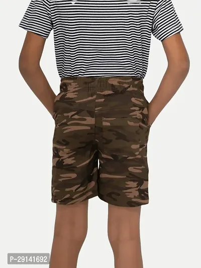 Boys Military Green Checked shorts-thumb3