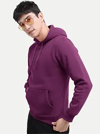 Rad prix Mens Solid Pink Cotton Jersey Hoodie with Pockets-thumb1