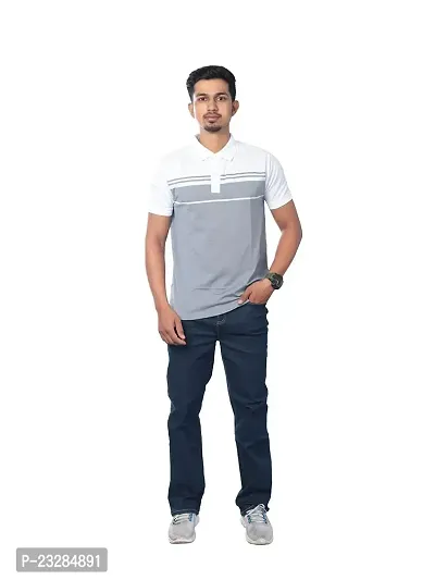 Rad prix Men Grey Colour-Blocked Polo T-Shirt