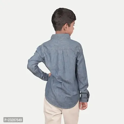 Rad prix Teen Boys Mid Blue Washed Shirt-thumb4