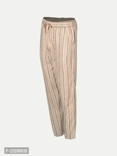 Rad prix Men Striped Cotton Beige Chinos Trousers-thumb2