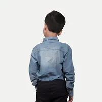 Rad prix Teen Boys Blue Washed Denim Shirt-thumb3