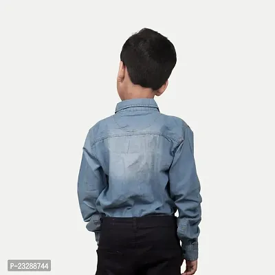 Rad prix Teen Boys Blue Washed Denim Shirt-thumb4