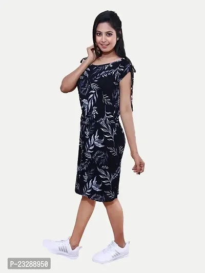 Rad prix Women Printed Black Midi Dress-thumb2