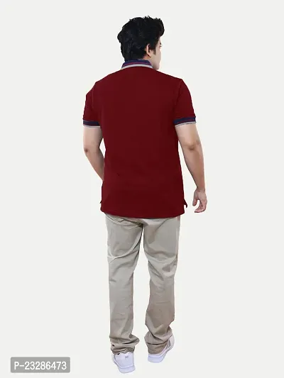 Rad prix Mens Maroon Cotton Jacquard Collar Polo T Shirt-thumb4