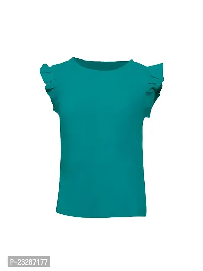 Rad prix Teen Girls Turquoise T-Shirt with Frill-Detail
