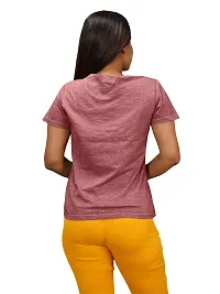 Womens Garment dye knit  Mauve Cotton Henley T-shirts-thumb1