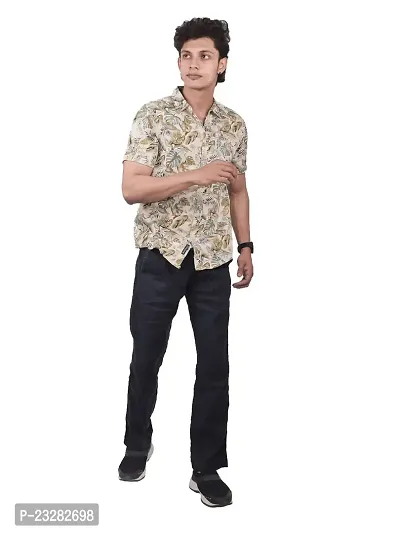 Rad prix Men Casual Off White Abstract Printed Cotton Shirt
